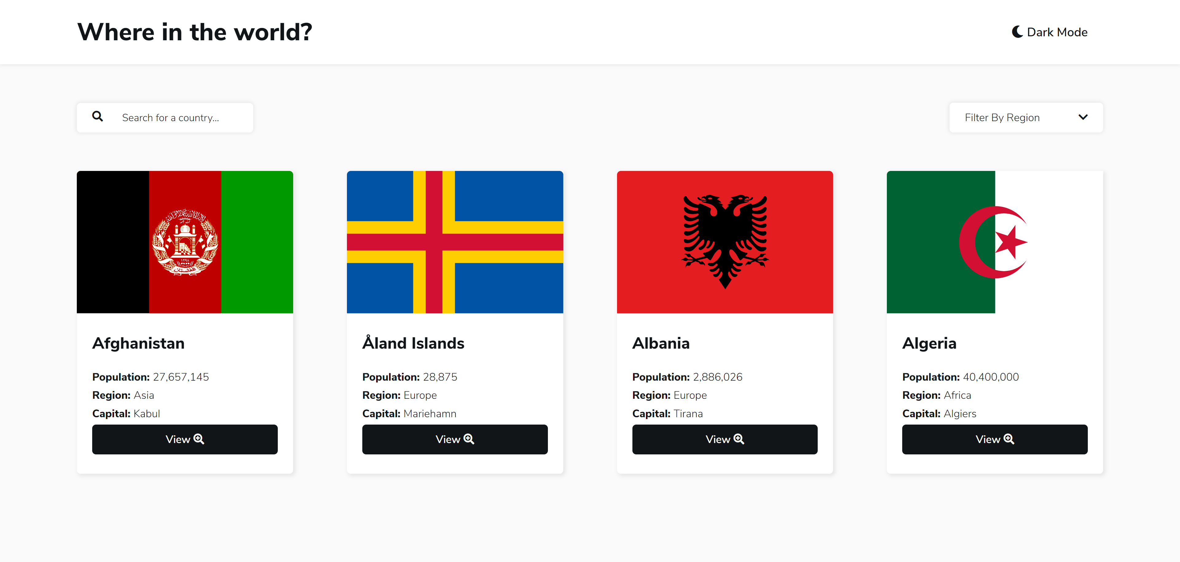 screenshot of website